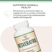 Double Wood Resveratrol 500mg To Provide Powerful Antioxidant Support, Helping Protect Cells From Oxidative Stress While Promoting Heart and Cardiovascular Health 120 Caps