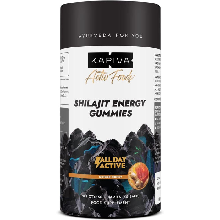 Kapiva Shilajit Energy To Support Natural Energy Levels, Enhance Vitality and Stamina, and Help Maintain Physical and Mental Performance 60 Gummies Ginger Honey Flavor