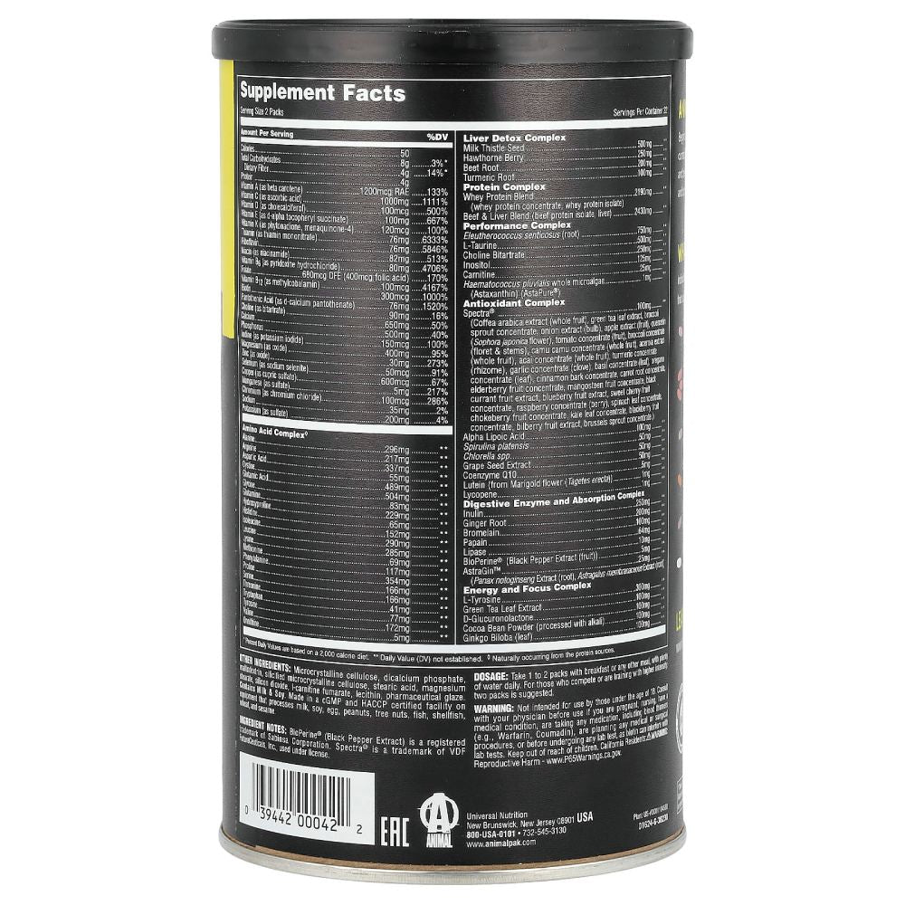Animal Pak Ultimate Foundation to support athletes and active iindividuals 44 Packs
