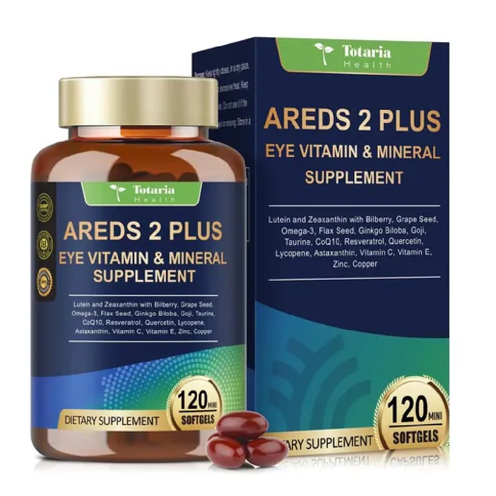 Totaria Areds 2 Plus Eye Vitamin & Mineral Supplement To Support Overall Eye Health and Help Protect the Eyes From Oxidative Stress 120 Softgels