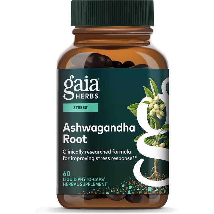 Gaia Herbs Ashwagandha Root, Support a Healthy Response to Stress, Immune System & Restful Sleep 60 Vegan Liquid Phyto-Capsules Default Size