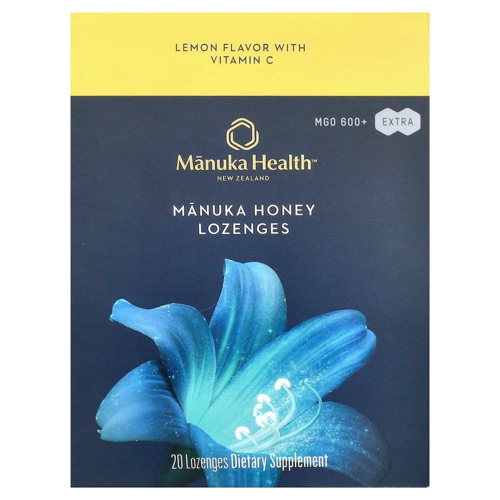 Manuka Health Manuka Honey Lozenges MGO600 Lemon Flavor With Vitamin C To Boost Immunity and Support Public Health 20 Lozenges