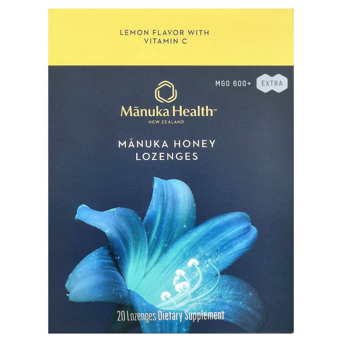 Manuka Health Manuka Honey Lozenges MGO600 Lemon Flavor With Vitamin C To Boost Immunity and Support Public Health 20 Lozenges Default Size