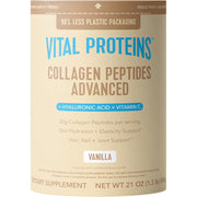 Vital Protein Collagen Peptides Advanced With Hyaluronic Acid & Vitamin C Vanilla Flavor for Healthy Skin + joint support, 598g