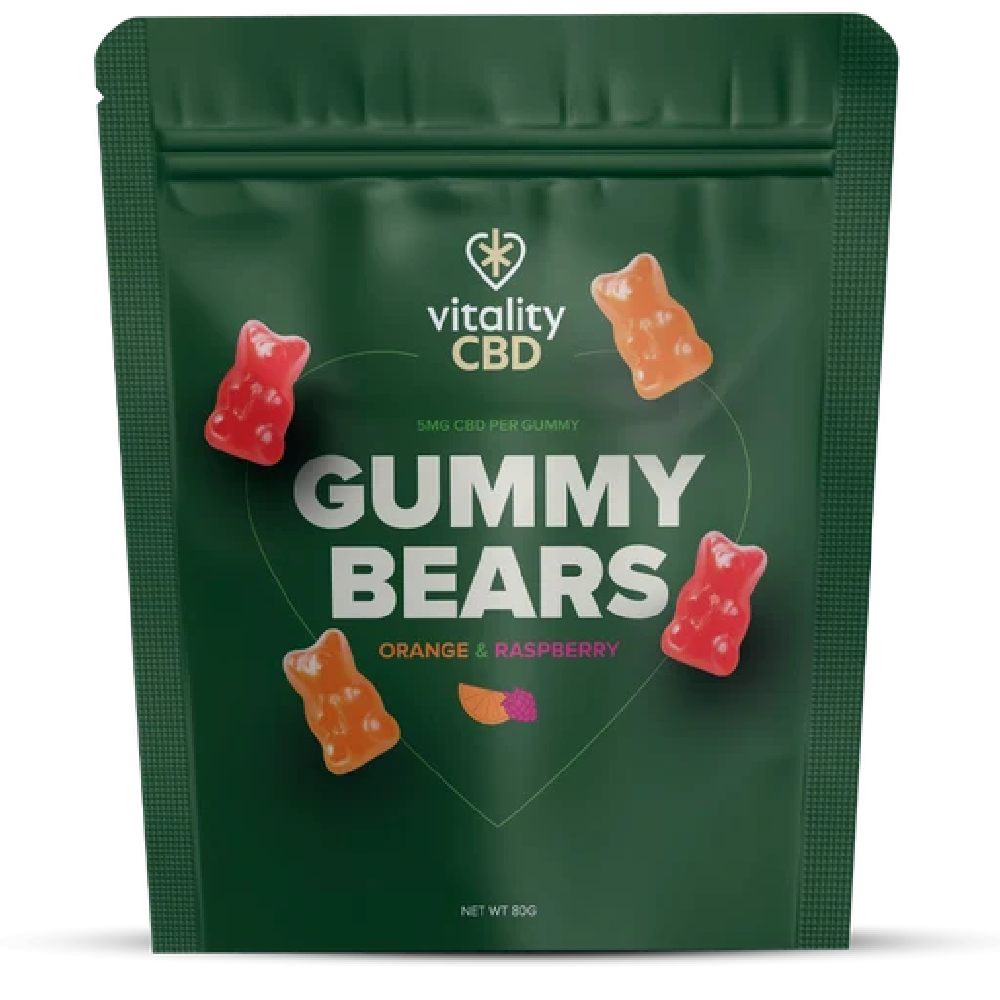 Vitality CBD Gummy Bears 5mg Orange & Raspberry Flavor To Support Daily Relaxation and Calm 40 Gummies