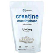 MicroIngredients Creatine Monohydrate 5000mg To Support Strength, Power, and Athletic Performance During high-Intensity Exercise 500 Caps