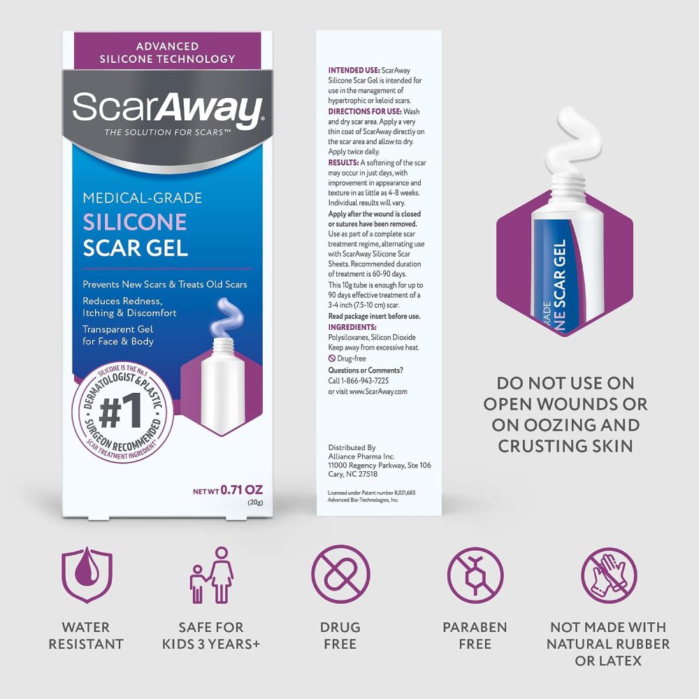 ScarAway Silicone Scar Gel For the Treatment of Scars & Post-surgical marks 20g