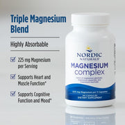 Nordic Naturals Magnesium Complex 225mg To Support Muscle Function, Energy Production, Nervous System Health, and Overall Wellness 90 Caps