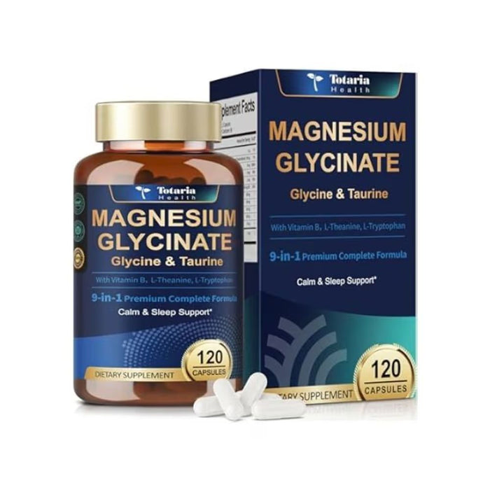 Totaria Magnesium Glycinate Glycine & Taurine To Support Nervous System Health, Muscle Relaxation, and Daily Wellness 120 Caps