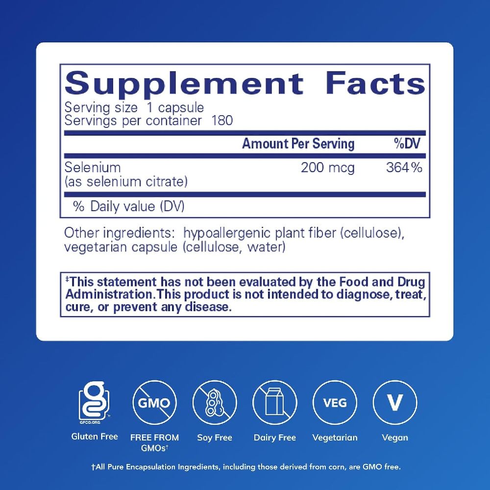 Pure Encapsulations Selenium Citrate Supports Antioxidants, Immune System Health, and Thyroid Function180 Caps