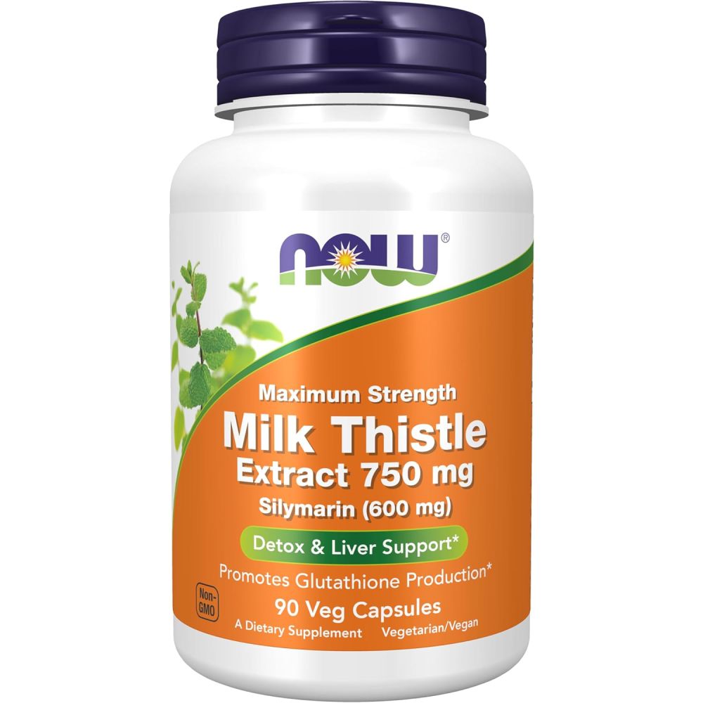Now Foods Extra Strength Silymarin Milk thistle 750mg To Support Liver Health, Promote Normal Liver Function, and Help Maintain the Body’s Natural Detoxification Processes 90 Caps