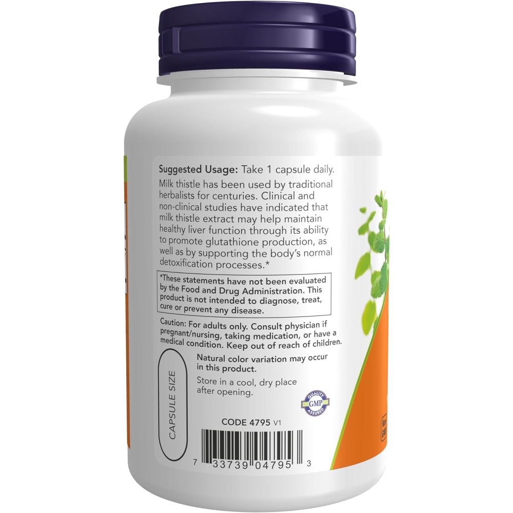 Now Foods Extra Strength Silymarin Milk thistle 750mg To Support Liver Health, Promote Normal Liver Function, and Help Maintain the Body’s Natural Detoxification Processes 90 Caps