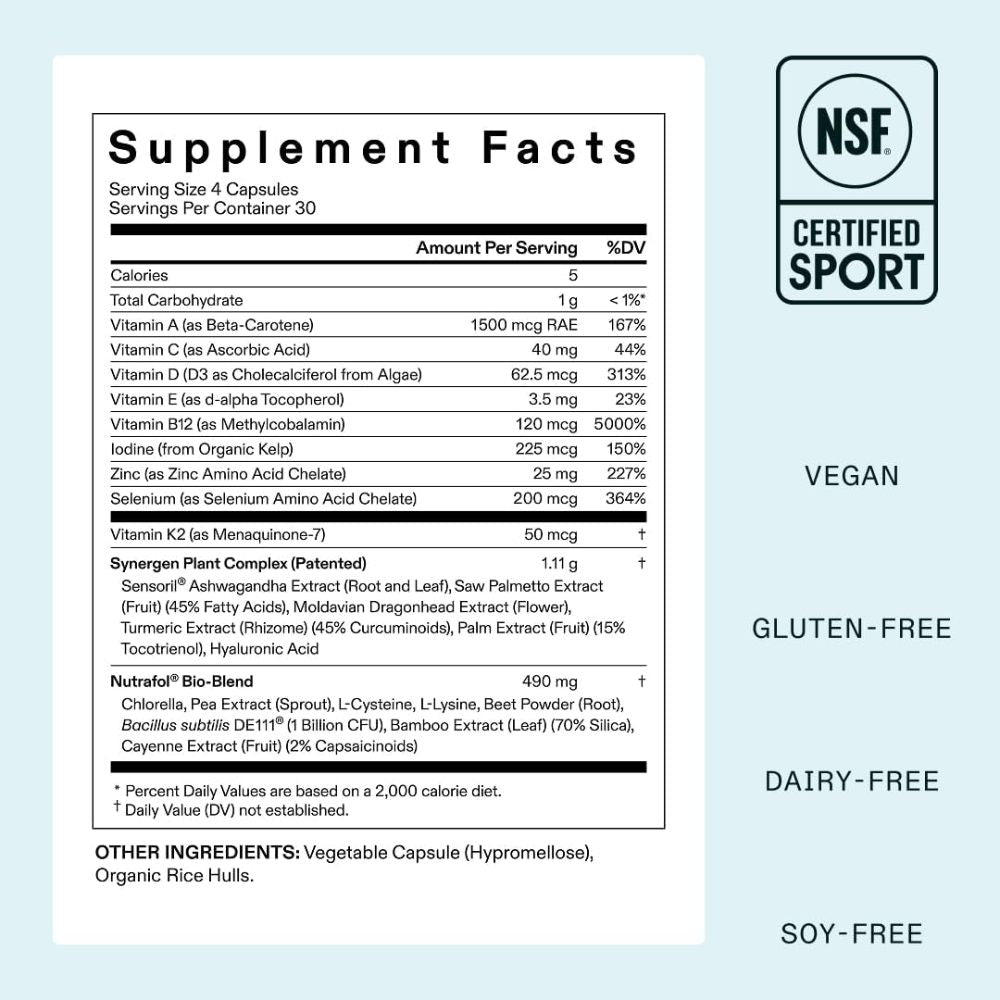 Nutrafol Womens Vegan To Support Women’s Hair Health From Within 120 Caps
