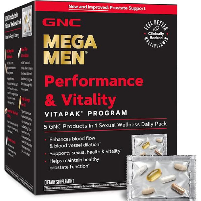 GNC Mega Men Performance & Vitality To Help Promote Energy, Vitality, Physical Performance, and Overall Wellness 30 Packs