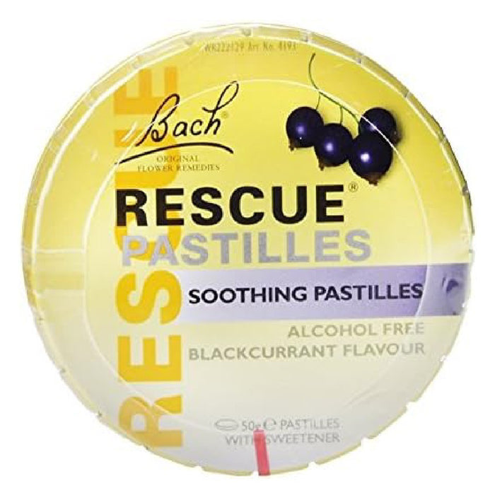 Bach RESCUE PASTILLES Soothing Pastilles Helps Support a Feeling of Calm and Relaxation Black Currant Flavor 50g