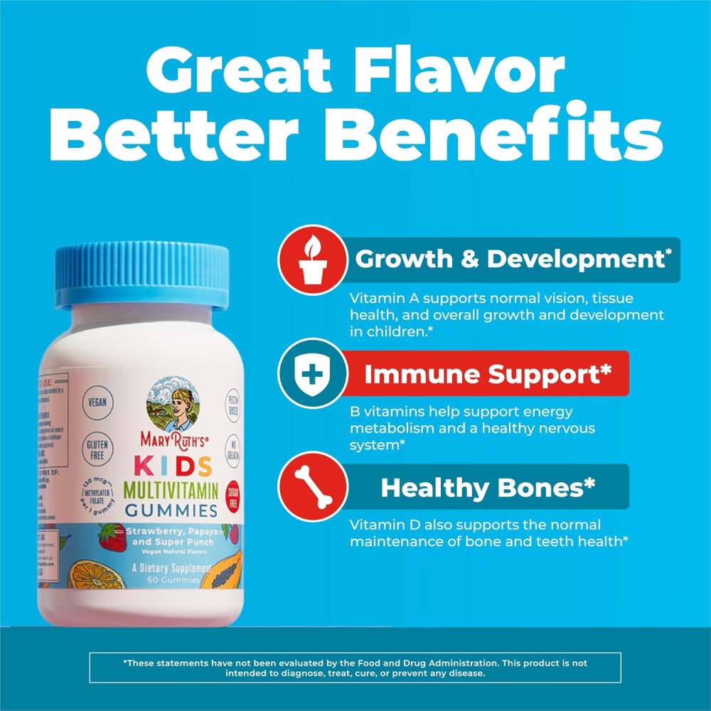 Mary Ruths Kids Multivitamin To Support Healthy Growth, Development, and Overall Wellness 60 Gummies