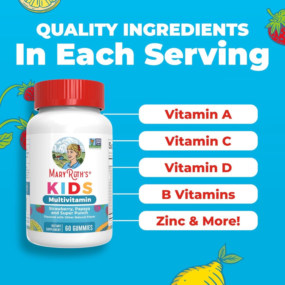 Mary Ruths Kids Multivitamin To Support Healthy Growth, Development, and Overall Wellness 60 Gummies