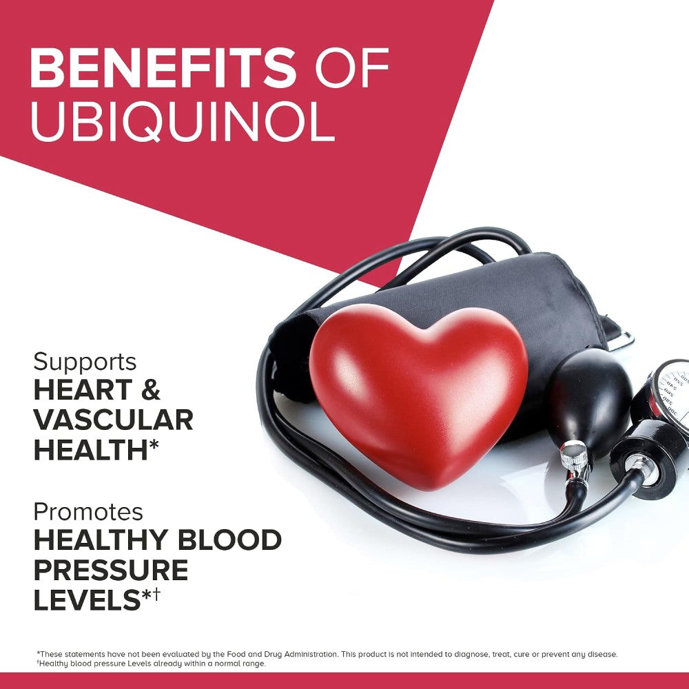 Qunol Mega CoQ10 Ubiquinol 100mg Active form of Coenzyme Q10 Supports Heart Health, Cellular Protection & Boosts Energy Levels 120 Softgels