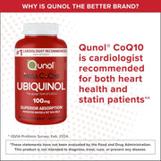 Qunol Mega CoQ10 Ubiquinol 100mg Active form of Coenzyme Q10 Supports Heart Health, Cellular Protection & Boosts Energy Levels 120 Softgels