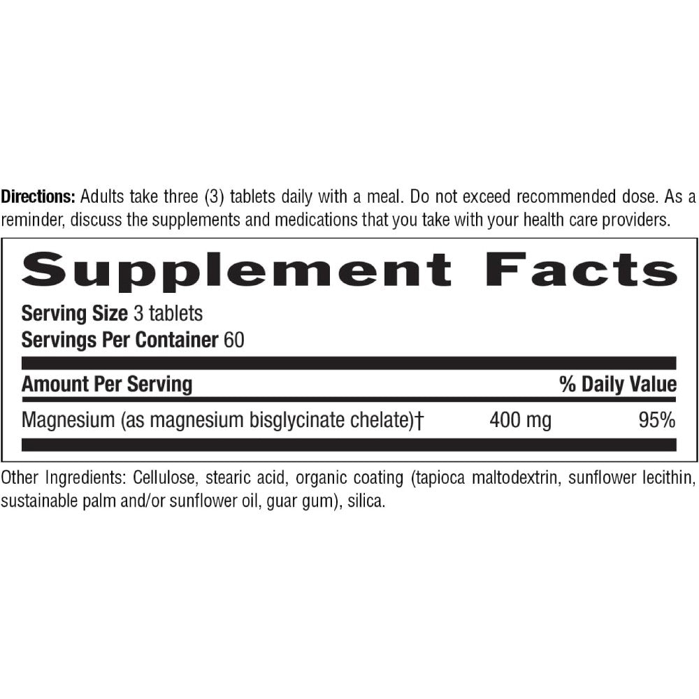 Country Life Chelated Magnesium Glycinate 400mg To Support Muscle and Nerve Function, Energy Production, and Healthy Bones 180 Tablets