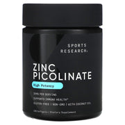 Sport Research SR Zinc Picolinate High Potency 30mg With Coconut Oil to Boost Immunity & Overall Health Support 180 Softgels