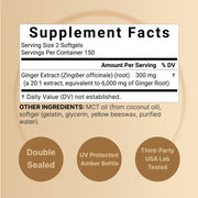 Naturebell Ginger Root Made With Mct Oil Support Healthy Higestion, Reduces Occasional Inflammation, Boosts Immunity, and Contributes To Overall Joint Health and Daily Energy Levels 300 Softgels