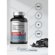 Horbäach Glucosamine HCL with Hyaluronic Acid 2000mg 120 Coated Caplets Non-GMO & Gluten Free Supplement