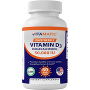 Vitamatic vitamin d3 cholecalferol 50000 iu promotes healthy immune system strengthens bones and teeth 60 veg capsules