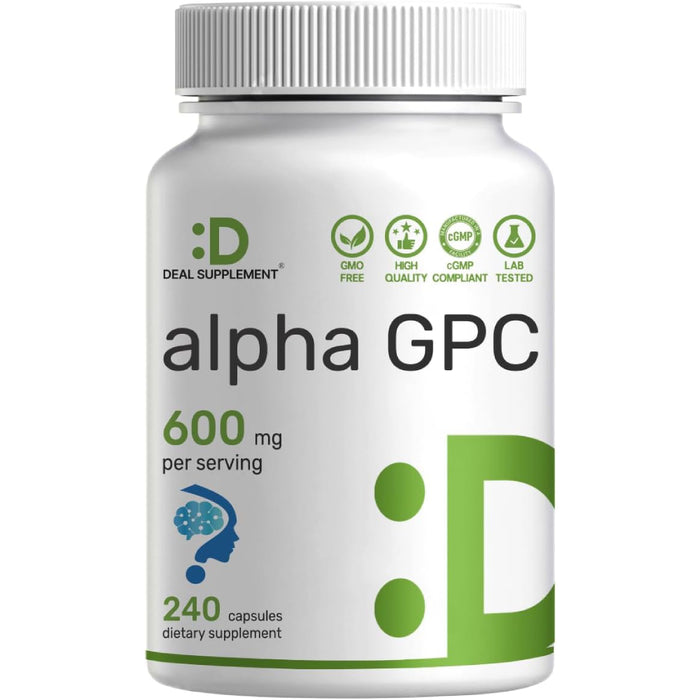 Deal Supplement Alpha GPC 600mg To Support Brain Health and Enhance Mental Performance 240 Caps
