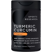 Sports Research Sr Turmeric Curcumin C3 Complex 500 Mg with 95% Curcuminoids, Bioperine and Organic Virgin Coconut Oil.120 Capsules