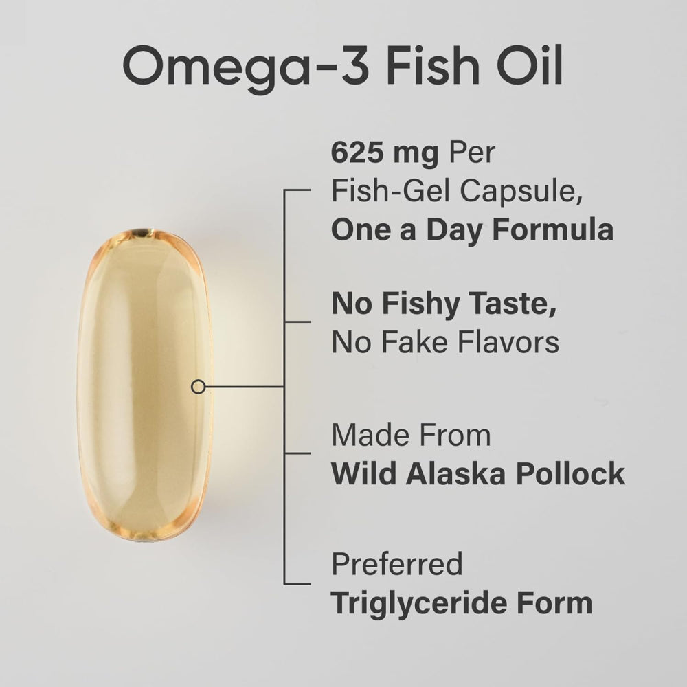 Sports Research Sr Fish Oil Mini-Softgels Easy to Swallow Omega3 625mg To Support Heart, Brain, and Eye Health. It Also Helps Maintain Joint Health and Promotes Overall Wellness 240 Softgels