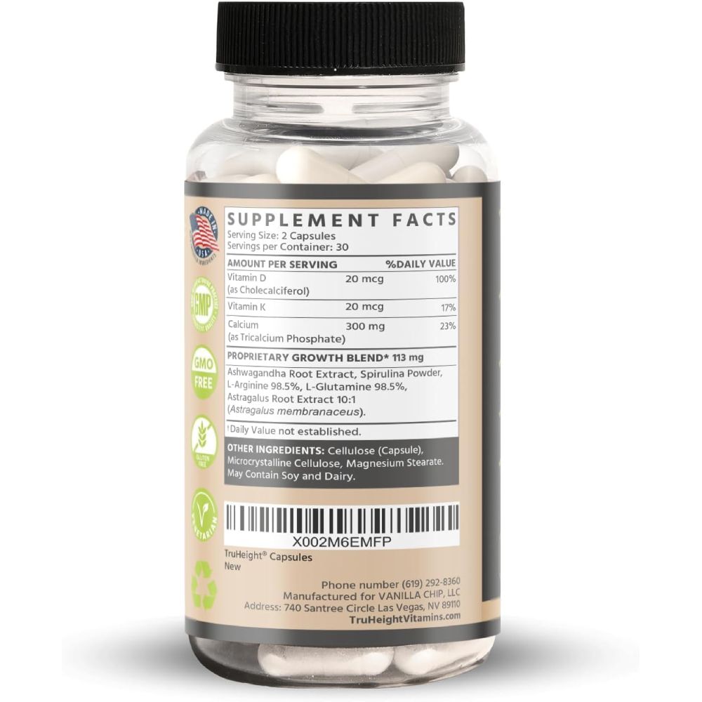 Truheight Growth 5-24 age Supports Natural Growth & Bone Health 60 Capsules
