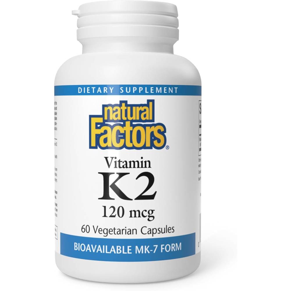 Natural Factors Vitamin K2 120 mcg, Supports Bone and Vascular Health, 60 capsules