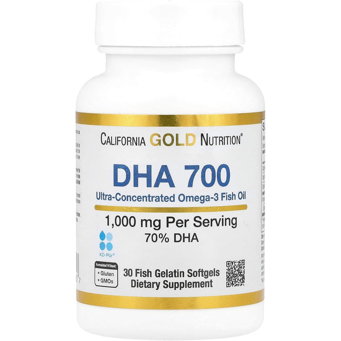 California Gold Nutrition DHA Omega-3 Fish Oil 1000 mg 30 Fish Gelatin Softgels