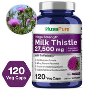 Nusapure Mega Strength Milk Thistle 27500mg with Bioperine Liver & Digestion Support 120 Veg Caps