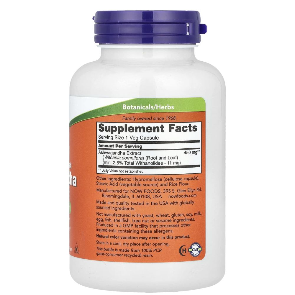 Nowfoods Ashwagandha 450mg 180 veg capsules
