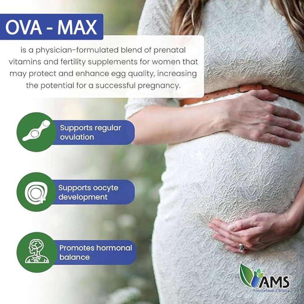 OVA-Max Prenatal Vitamins for Women, Boosts Fertility & Ovulation, Supplements with CoQ10, Folic Acid, & Myo-Inositol, 120 Capsules