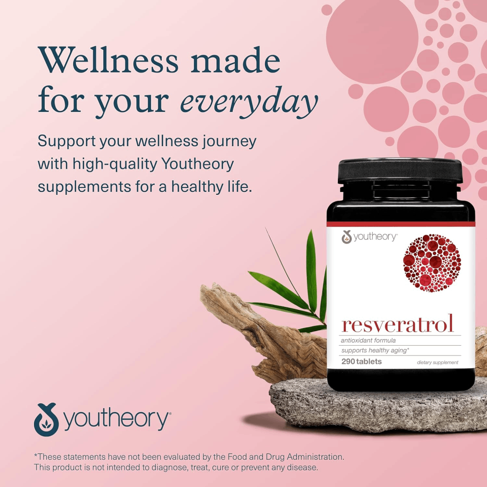 Youtheory Resveratrol with Acerola, 290 Count (1 Bottle)