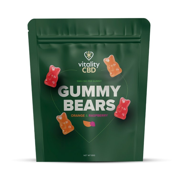 Vitality CBD Gummy Bears 5mg Orange & Raspberry Flavor To Support Daily Relaxation and Calm 40 Gummies