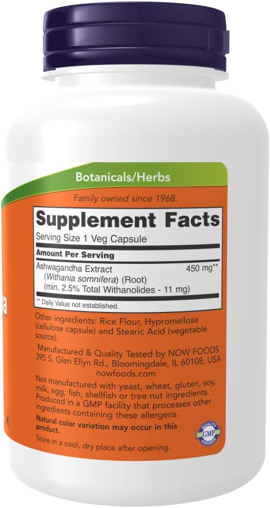 Nowfoods Ashwagandha 450mg 180 veg capsules