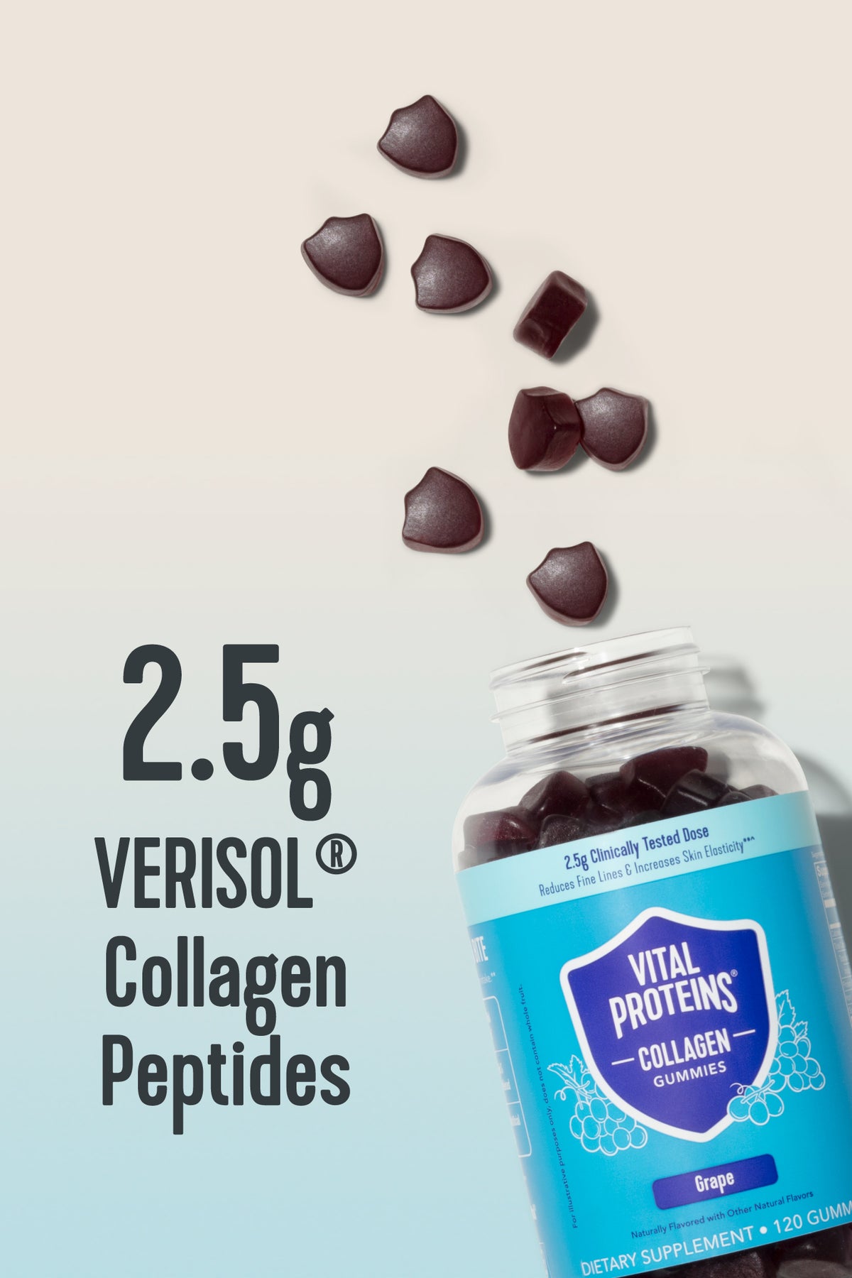 Vital protein Collagen gummies with grape flavor 120 gummies