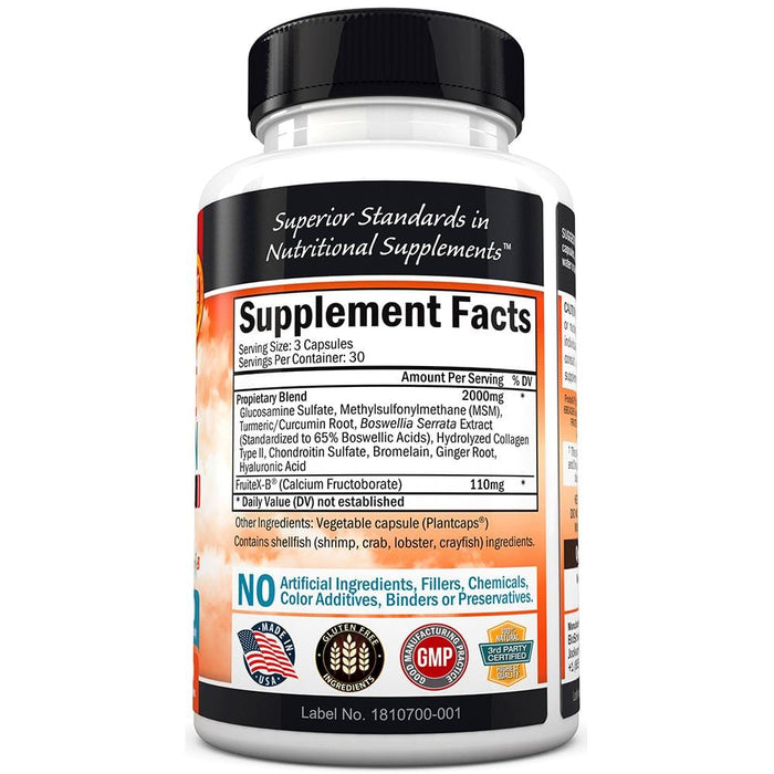 BioSchwartz Glucosamine with MSM & Chondroitin with Fruitex-B, Boswellia Extract and Curcumin Supports Cartilage health & Joint flexibility 90 capsules