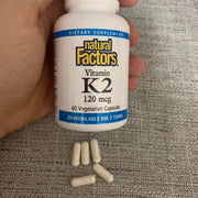 Natural Factors Vitamin K2 120 mcg, Supports Bone and Vascular Health, 60 capsules