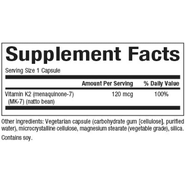 Natural Factors Vitamin K2 120 mcg, Supports Bone and Vascular Health, 60 capsules