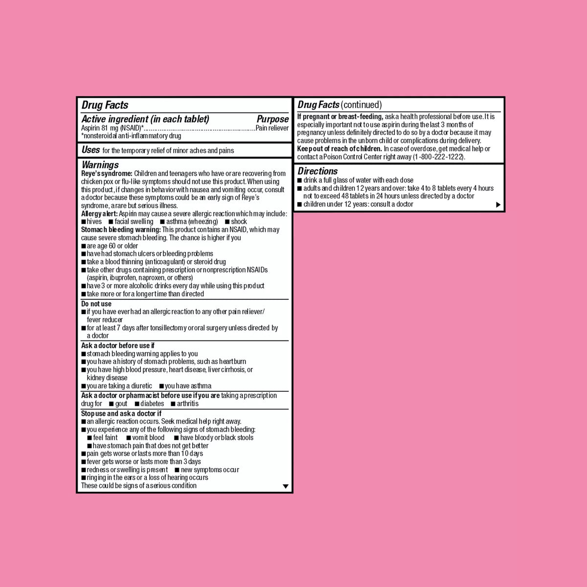 Equate Aspirin 81 mg 36 chewable tablets cherry flavour