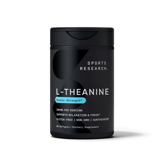 Sports Research sr L Theanine Relaxation and Focus, with Organic Coconut Oil, Promotes Alertness & Relaxation, 200mg, 60 Softgel Capsules